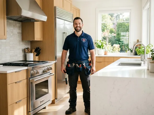 Appliance Repair Hero technician in a Armada, MI kitchen after an appliance repair